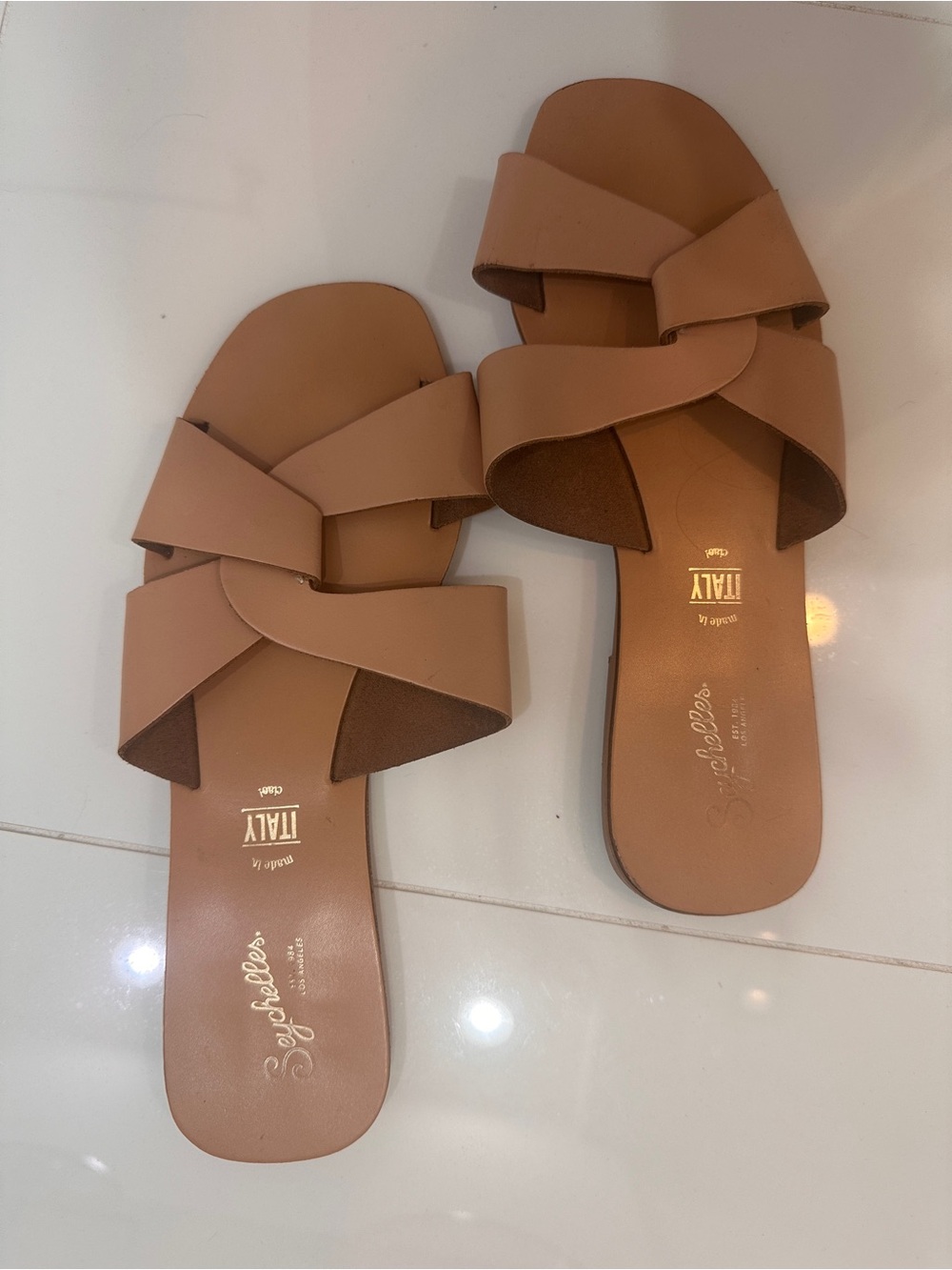 Seychelles Women’s Tan Crisscross Slide Sandals
